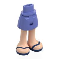 Mini-poupée bassin et jupe courte avec jambes de nougat clair, sandales bleu foncé motif imprimé (Minidoll Hips and Short Skirt with Light Nougat Legs, Dark Blue Sandals Print)