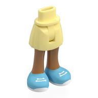 Visuel indicatif Rebrickable de Mini-poupée bassin et jupe courte avec des jambes de nougat moyen, chaussures azur moyen, lacets blanches imprimé (Minidoll Hips and Short Skirt with Medium Nougat Legs, Medium Azure Shoes, White Laces Print)