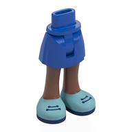 Visuel indicatif Rebrickable de Bassin mini-poupée et jupe courte avec jambes marron moyen, chaussures azur moyen, motif imprimé lacets bleu foncé (Minidoll Hips and Short Skirt with Medium Brown Legs, Medium Azure Shoes, Dark Blue Laces Print)
