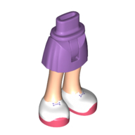 Visuel indicatif Rebrickable de Mini-poupée bassin et jupe courte avec des chaussures blanches, semelles corail motif imprimé [mince charnière] (Minidoll Hips and Short Skirt with White Shoes, Coral Soles Print [Thin Hinge])