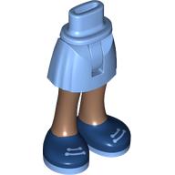 Visuel indicatif Rebrickable de Mini-poupée bassin et jupe courte avec jambes marron moyen, bleu foncé / bleu moyen chaussures motif imprimé [charnière mince] (Minidoll Hips and Short Skirt with Medium Brown Legs, Dark Blue/Medium Blue Shoes Print [Thin Hinge])