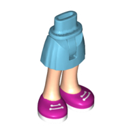 Visuel indicatif Rebrickable de Bassin mini-poupée et court avec jupe magenta chaussures, lacets blanches et semelles motif imprimé [charnière mince] (Minidoll Hips and Short with Skirt Magenta Shoes, White Laces and Soles Print [Thin Hinge])
