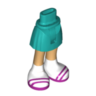 Visuel indicatif Rebrickable de Mini-poupée bassin et jupe courte aux jambes chaudes, chaussettes blanches, sandales magenta motif imprimé (Minidoll Hips and Short Skirt with Warm Tan Legs, White Socks, Magenta Sandals Print)