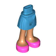 Visuel indicatif Rebrickable de Mini-poupée bassin et jupe courte avec des chaussures rose foncé, jambes nougat motif imprimé [mince charnière] (Minidoll Hips and Short Skirt with Dark Pink Shoes, Nougat Legs Print [Thin Hinge])