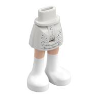 Visuel indicatif Rebrickable de Mini-poupée bassin et jupe courte avec points bleus argent / métal, fourrure argentée, jambes de nougat clair, motif imprimé de bottes blanches (Minidoll Hips and Short Skirt with Silver/Metal Blue Dots, Silver Fur, Light Nougat Legs, White Boots Print)
