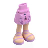 Visuel indicatif Rebrickable de Mini-poupée bassin et jupe courte avec jambes de nougat clair, sandales lavande motif imprimé (Minidoll Hips and Short Skirt with Light Nougat Legs, Lavender Sandals Print)