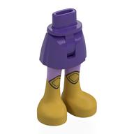 Mini-poupée bassin et jupe courte avec jambes de lavande, bottines dorées motif imprimé (Minidoll Hips and Short Skirt with Lavender Legs, Gold Boots Print)