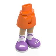Visuel indicatif Rebrickable de Mini-poupée bassin et jupe courte aux jambes chaudes, chaussettes blanches, lacets, chaussures lavande motif imprimé (Minidoll Hips and Short Skirt with Warm Tan Legs, White Socks, Laces, Lavender Shoes Print)