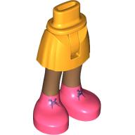 Visuel indicatif Rebrickable de Mini-poupée bassin et jupe courte avec des jambes de nougat moyen, des bottes de corail, des lacets bleu foncé motif imprimé [charnière mince] (Minidoll Hips and Short Skirt with Medium Nougat Legs, Coral Boots, Dark Blue Laces Print [Thin Hinge])