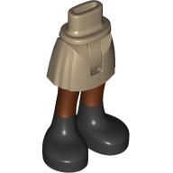 Mini-poupée bassin et jupe courte avec des jambes brun rougeâtre et des bottes noires motif imprimé [charnière mince] (Minidoll Hips and Short Skirt with Reddish Brown Legs and Black Boots Print [Thin Hinge])
