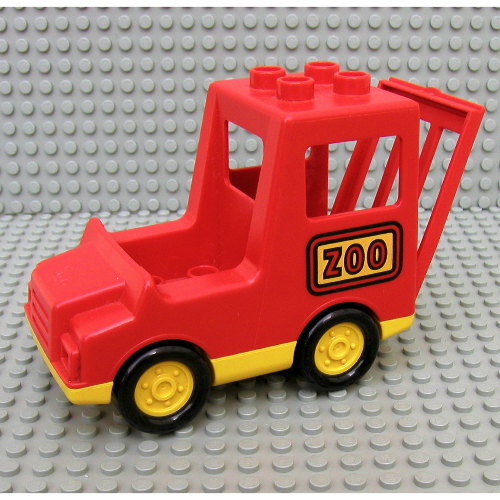 Visuel indicatif Rebrickable de Camion Duplo avec lit couvert, base jaune et motif imprimé 'ZOO' (Duplo Truck with Covered Bed, Yellow Base and 'ZOO' Print)