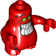 Visuel indicatif Rebrickable de Corps Nexo Chevaliers scurrier avec les bras rouges et avec les yeux orange et sourire ouvert avec 10 dents motif imprimé (Body Nexo Knights Scurrier with Red Arms and with Orange Eyes and Open Smile with 10 Teeth Print)