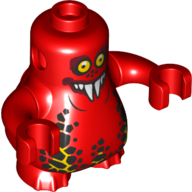 Corps Nexo Chevaliers scurrier avec les bras rouges et avec les yeux orange et sourire fermé avec 6 dents motif imprimé (Body Nexo Knights Scurrier with Red Arms and with Orange Eyes and Closed Smile with 6 Teeth Print)