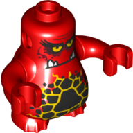 Visuel indicatif Rebrickable de Corps Nexo Chevaliers scurrier aux bras rouges et aux yeux orange et froncement de sourcils fermé avec motif imprimé 4 dents (Body Nexo Knights Scurrier with Red Arms and with Orange Eyes and Closed Frown with 4 Teeth Print)