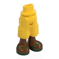 Mini-poupée bassin et pantalon cargo avec bottes brun rougeâtre, sandales vert foncé motif imprimé (Minidoll Hips and Cargo Pants with Reddish Brown Boots, Dark Green Sandals Print)