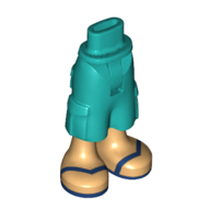 Visuel indicatif Rebrickable de Mini-poupée bassin et pantalon cargo avec jambes chaudes et sandales bleu foncé motif imprimé (Minidoll Hips and Cargo Pants with Warm Tan Legs and Dark Blue Sandals Print)