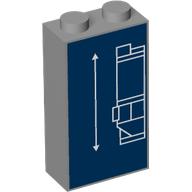 Visuel indicatif Rebrickable de Brique 1 x 2 x 3 avec des lignes bleues blanches sur fond bleu foncé motif imprimé (Brick 1 x 2 x 3 with White BluePrint Lines on Dark Blue Background Print)