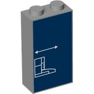 Visuel indicatif Rebrickable de Brique 1 x 2 x 3 avec des lignes bleues blanches sur fond bleu foncé motif imprimé (Brick 1 x 2 x 3 with White BluePrint Lines on Dark Blue Background Print)
