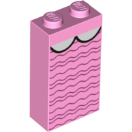 Visuel indicatif Rebrickable de Brique 1 x 2 x 3 avec des lignes crépusculaires rose foncé, demi-cercles blancs (Brick 1 x 2 x 3 with Dark Pink Squibbly Lines, White Half Circles)