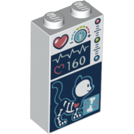 Visuel indicatif Rebrickable de Brique 1 x 2 x 3 avec moniteur de fréquence cardiaque, chat x-ray sérigraphie (Brick 1 x 2 x 3 with Heart-Rate Monitor, Cat X-Ray Screen Print)