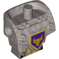 Torse modifié, armure avec trous d'connecteurs avec motif de circuit orange et or # 1 et tête de taureau orange sur motif imprimé Bouclier pentagonal violet foncé (Modified Torso, Armor with Pin Holes with Orange and Gold Circuitry Pattern #1 and Orange Bull Head on Dark Purple Pentagonal Shield Print)