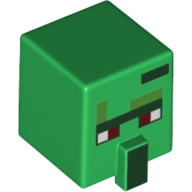 Tête de minifigurine Spécial, Cube avec Nez et Minecraft Zombie Villager motif imprimé (Minifig Head Special, Cube with Nose and Minecraft Zombie Villager Print)