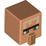 Tête de minifigurine spéciale, cube avec nez et Minecraft visage motif imprimé (Minifig Head Special, Cube with Nose and Minecraft Villager Face Print)