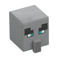 Tête de minifigurine Spécial, Cube avec nez et visage de villageois avec motif imprimé yeux bleus (Minifig Head Special, Cube with Nose and Villager Face with Narrow Blue Eyes Print)