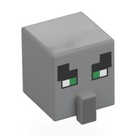 Tête de minifigurine Spécial, Cube avec Nez et Visage Villageois avec Yeux Verts motif imprimé (Minifig Head Special, Cube with Nose and Villager Face with Green Eyes Print)