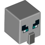 Tête de minifigurine Spécial, Cube avec nez et visage de villageois avec motif imprimé yeux bleus (Minifig Head Special, Cube with Nose and Villager Face with Wide Blue Eyes Print)