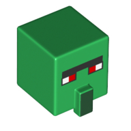 Tête de minifigurine Spécial, Cube avec Nez et Visage de Villageois avec Yeux Rouges imprimé (Minifig Head Special, Cube with Nose and Villager Face with Red Eyes Print)