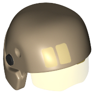 Casque avec visière résistance trooper, visière transparent-jaune, beige rectangles et cercles noirs motif imprimé (Helmet with Visor Resistance Trooper, Trans-Yellow Visor, Tan Rectangles and Black Circles Print)