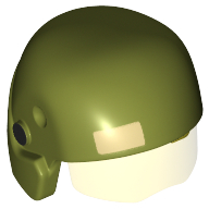 Casque avec visière résistance trooper, visière transparent-jaune, beige rectangle et noir cercles motif imprimé (Helmet with Visor Resistance Trooper, Trans-Yellow Visor, Tan Rectangle and Black Circles Print)