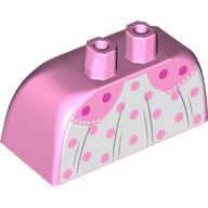 Bas du corps jupe grand avec des cerceaux latéraux (panneaux) avec sous-vêtement blanc, rose/rose foncé points motif imprimé (Lower Body Skirt Wide with Side Hoops (Panniers) with White Underdress, Pink/Dark Pink Dots Print)