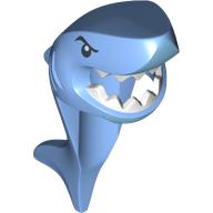 Masque Tête de requin avec queue et aileron avec yeux et dents blanches motif imprimé (Mask Shark Head with Tail and Fin with Eyes and White Teeth Print)