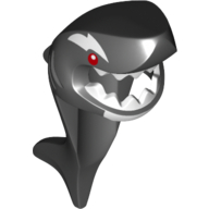 Masque tête de requin avec queue et nageoire avec yeux rouges, marques d'orques blanches et motif imprimé dents (Mask Shark Head with Tail and Fin with Red Eyes, White Orca Marks and Teeth Print)