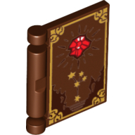 Visuel indicatif Rebrickable de Couverture de livre avec bordure dorée et motif imprimé cristal rouge (Book Cover with Gold Border and Red Crystal Print)