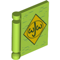 Visuel indicatif Rebrickable de Couverture de livre avec diamant jaune et motif imprimé 'WJW' (Book Cover with Yellow Diamond and 'WJW' Print)