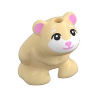 Visuel indicatif Rebrickable de Animal, hamster, yeux noirs, moustaches, nez rose vif, oreilles, visage blanc (Animal, Hamster, Black Eyes, Whiskers, Bright Pink Nose, Ears, White Face)