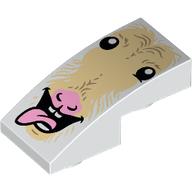 Visuel indicatif Rebrickable de Brique incurvée inversée 2 x 1 avec visage de chèvre, dessin imprimé sur la langue (Brick Curved Inverted 2 x 1 with Goat Face, Sticking Out Tongue Print)