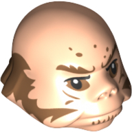 Tête de minifigurine spéciale, ugnaught avec nougat moyen favoris motif imprimé (Minifig Head Special, Ugnaught with Medium Nougat Sideburns Print)