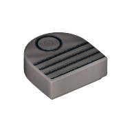 Tuile ronde 1 x 1 demi-cercle avec cercle noir et motif imprimé 4 lignes (vent / piston) (Tile Round 1 x 1 Half Circle with Black Circle and 4 Lines Print (vent / piston))