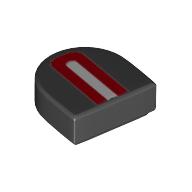 Visuel indicatif Rebrickable de Tuile ronde 1 x 1 demi-cercle avec des lignes rouges et blanches (Tile Round 1 x 1 Half Circle with Red and White Lines)