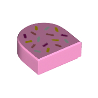 Visuel indicatif Rebrickable de Tuile ronde 1 x 1 demi-cercle avec saupoudrer motif imprimé (Tile Round 1 x 1 Half Circle with Sprinkles Print)