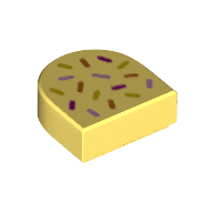 Visuel indicatif Rebrickable de Tuile ronde 1 x 1 demi-cercle avec saupoudrer motif imprimé (Tile Round 1 x 1 Half Circle with Sprinkles Print)