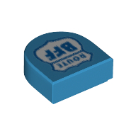 Visuel indicatif Rebrickable de Tuile ronde 1 x 1 demi-cercle avec motif imprimé bleu foncé 'Route BFF' (Tile Round 1 x 1 Half Circle with Dark Azure 'Route BFF' Print)