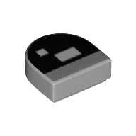 Visuel indicatif Rebrickable de Tuile ronde 1 x 1 demi-cercle avec motif imprimé Brickheadz œil (Tile Round 1 x 1 Half Circle with Brickheadz Eye Print)