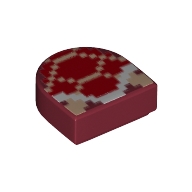 Visuel indicatif Rebrickable de Tuile ronde 1 x 1 demi-cercle avec motif imprimé pixelisé koopa (Tile Round 1 x 1 Half Circle with Pixelated Koopa Troopa Print)