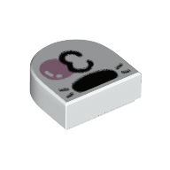 Visuel indicatif Rebrickable de Tuile ronde 1 x 1 demi-cercle avec coulis, motif imprimé Bubble Gum (Tile Round 1 x 1 Half Circle with Snout, Bubble Gum Print)