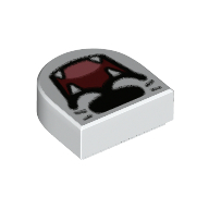 Visuel indicatif Rebrickable de Tuile ronde 1 x 1 demi-cercle avec cou, bouche ouverte, Crocs motif imprimé (Tile Round 1 x 1 Half Circle with Snout, Open Mouth, Fangs Print)